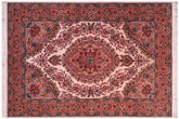 handmade Traditional Antique Tabriz Beige Salmon Hand Knotted RECTANGLE 100% WOOL area rug 5x7