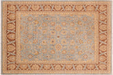 handmade Transitional Kafkaz Lt. Blue Lt. Brown Hand Knotted RECTANGLE 100% WOOL area rug 8' x 10'