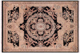 handmade Traditional Savonarrie Black Black Hand Knotted RECTANGLE 100% WOOL area rug 9x12