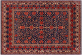handmade Geometric Super Kazak Blue Red Hand Knotted RECTANGLE 100% WOOL area rug 7' x 8'