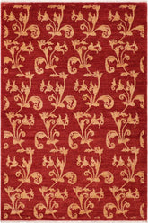 handmade Transitional Kafkaz Red Gold Hand Knotted RECTANGLE 100% WOOL area rug 5X8