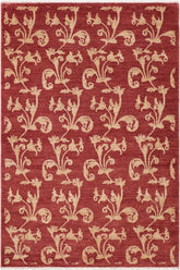 handmade Transitional Kafkaz Red Gold Hand Knotted RECTANGLE 100% WOOL area rug 5X8