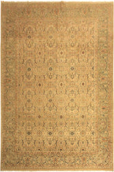 Traditional Qaseem Bond Shea Tan Green Hand Knotted Area rugs 10X14