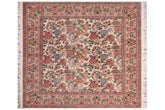 handmade Transitional Nayagra Ivory Ivory Hand Knotted SQUARE 100% WOOL area rug 6x6