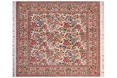 handmade Transitional Nayagra Ivory Ivory Hand Knotted SQUARE 100% WOOL area rug 6x6
