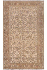 handmade Transitional Lahore Ivory Lt. Brown Hand Knotted RECTANGLE 100% WOOL area rug 6'X12'