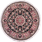 handmade Traditional Anarlaki Black Pink Hand Knotted ROUND 100% WOOL area rug 6' x 6'