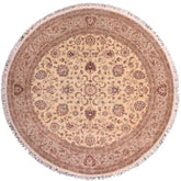 handmade Traditional Kashan Beige Tan Hand Knotted ROUND 100% WOOL area rug 10' x 10'
