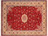 handmade Traditional Kashan Red Ivory Hand Knotted RECTANGLE 100% WOOL area rug 6x9