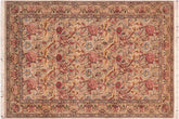 handmade Transitional Kamal Taupe Gold Hand Knotted RECTANGLE 100% WOOL area rug 6x9