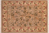 handmade Transitional Chambali Green Beige Hand Knotted RECTANGLE 100% WOOL area rug 6' x 9'