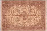 handmade Traditional Kashan Beige Brown Hand Knotted RECTANGLE 100% WOOL area rug 6x9