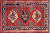 handmade Geometric Sherwan Rust Blue Hand Knotted RECTANGLE 100% WOOL area rug 5x6