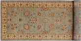 handmade Transitional Kafkaz Lt. Blue Lt. Gold Hand Knotted RUNNER 100% WOOL area rug 4' x 11'