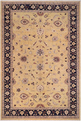 handmade Traditional Kafkaz Gold Blue Hand Knotted RECTANGLE 100% WOOL area rug 12X17