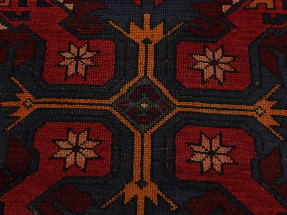 handmade Geometric Sherwan Red Blue Hand Knotted RECTANGLE 100% WOOL area rug 5x8