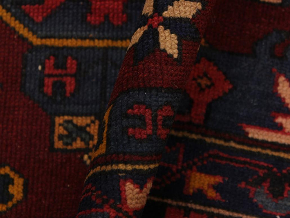 handmade Geometric Sherwan Red Blue Hand Knotted RECTANGLE 100% WOOL area rug 5x8