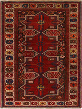 handmade Geometric Super Kazak Rust Ivory Hand Knotted RUNNER 100% WOOL area rug 4x7