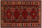 handmade Geometric Antique Super Kazak Rust Ivory Hand Knotted RUNNER 100% WOOL area rug 4x7