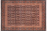handmade Transitional Paracha Black Gold Hand Knotted RECTANGLE 100% WOOL area rug 8x10