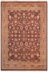 Traditional Tabriz Kellee Aubergine Lt. Brown Hand Knotted Area rugs 8X10
