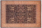 handmade Transitional Kirman Blue Gold Hand Knotted RECTANGLE 100% WOOL area rug 8 x 10