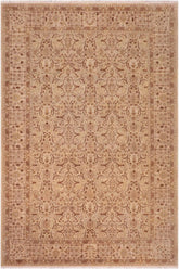 handmade Traditional Lahore Gold Tan Hand Knotted RECTANGLE 100% WOOL area rug 8'X10'