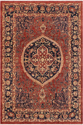 handmade Traditional Kafkaz Rust Blue Hand Knotted RECTANGLE 100% WOOL area rug 9X11