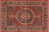 handmade Traditional Kafkaz Rust Blue Hand Knotted RECTANGLE 100% WOOL area rug 9' x 11'
