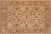 handmade Transitional Kafkaz Beige Tan Hand Knotted RECTANGLE 100% WOOL area rug 9' x 12'