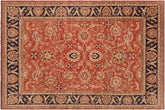 handmade Traditional Kafkaz Peach Blue Hand Knotted RECTANGLE 100% WOOL area rug 9x11