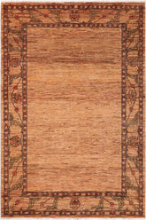 handmade Modern Gabbeh Beige Rust Hand Knotted RECTANGLE 100% WOOL area rug 6 X8