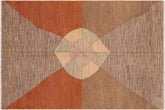 handmade Modern Gabbeh Orange Brown Hand Knotted RECTANGLE 100% WOOL area rug 6' x 9'