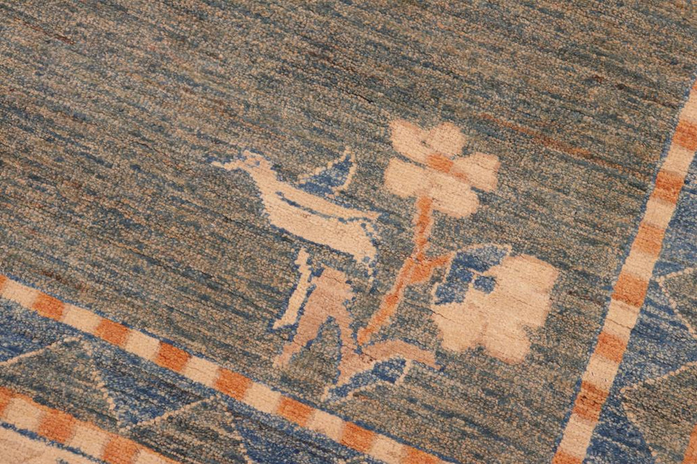 handmade Modern Gabbeh Blue Orange Hand Knotted RECTANGLE 100% WOOL area rug 6 X9