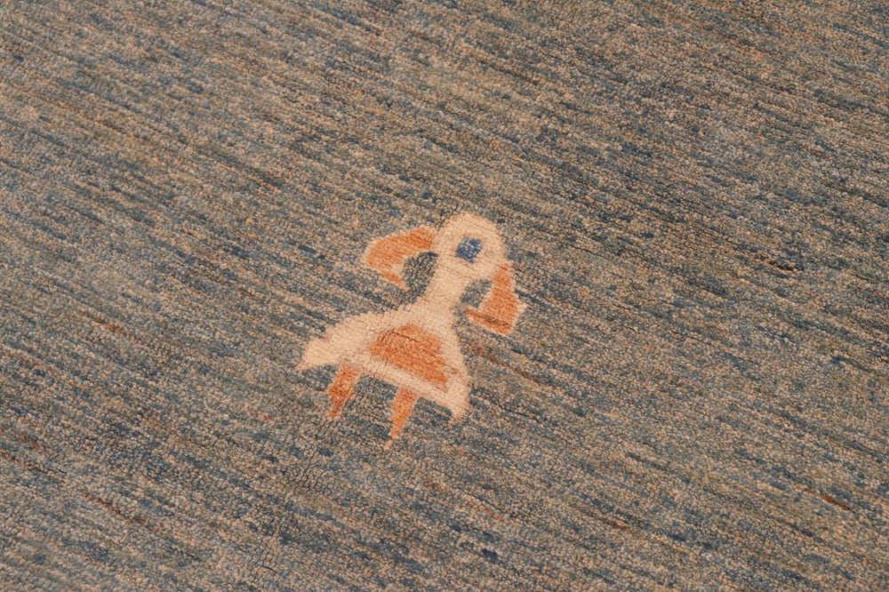 handmade Modern Gabbeh Blue Orange Hand Knotted RECTANGLE 100% WOOL area rug 6 X9