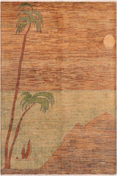 handmade Modern Gabbeh Blue Green Hand Knotted RECTANGLE 100% WOOL area rug 6 X9