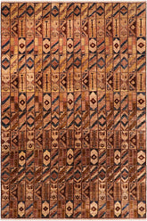 handmade Modern Gabbeh Brown Beige Hand Knotted RECTANGLE 100% WOOL area rug 6 X9