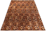 handmade Modern Gabbeh Brown Beige Hand Knotted RECTANGLE 100% WOOL area rug 6 X9