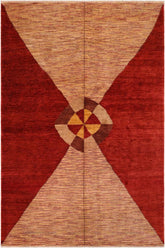 handmade Modern Gabbeh Red Beige Hand Knotted RECTANGLE 100% WOOL area rug 7 X10