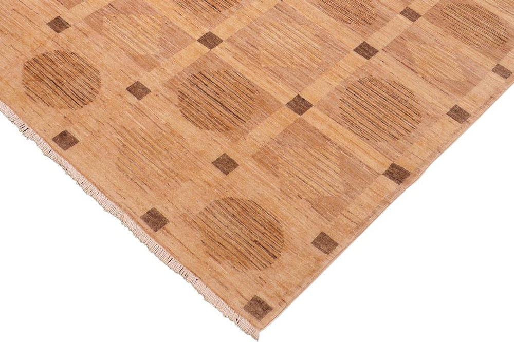 handmade Modern Kafkaz Tan Brown Hand Knotted RECTANGLE 100% WOOL area rug 6 X9