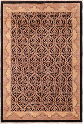 handmade Transitional Kafkaz Black Tan Hand Knotted RECTANGLE 100% WOOL area rug 6X9