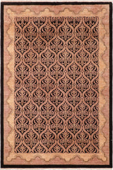 handmade Transitional Kafkaz Black Tan Hand Knotted RECTANGLE 100% WOOL area rug 6X9