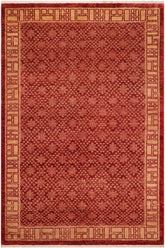 handmade Transitional Kafkaz Red Tan Hand Knotted RECTANGLE 100% WOOL area rug 6X9