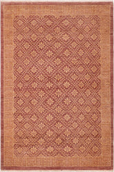 handmade Transitional Kafkaz Red Gold Hand Knotted RECTANGLE 100% WOOL area rug 6X9
