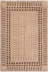 handmade Transitional Kafkaz Tan Black Hand Knotted RECTANGLE 100% WOOL area rug 6X9