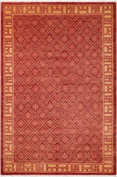 handmade Transitional Kafkaz Red Gold Hand Knotted RECTANGLE 100% WOOL area rug 6X9