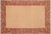 handmade Modern Kafkaz Beige Brown Hand Knotted RECTANGLE 100% WOOL area rug 6' x 9'