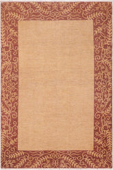 handmade Modern Kafkaz Beige Brown Hand Knotted RECTANGLE 100% WOOL area rug 6X9