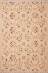 handmade Transitional Kafkaz Tan Green Hand Knotted RECTANGLE 100% WOOL area rug 6X9