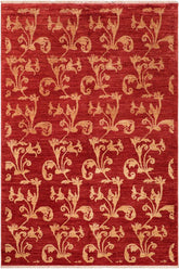 handmade Transitional Kafkaz Red Gold Hand Knotted RECTANGLE 100% WOOL area rug 6X9